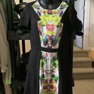 Prabal Gurung for Target Black Dress with Multicolor Floral Panel